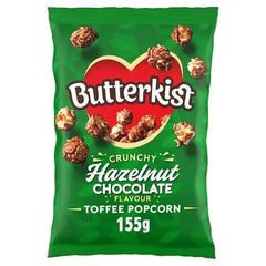 Butterkist Crunchy Hazelnut Chocolate Flavour Toffee Popcorn 155g (Case of 14)  Adomoo