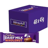 Cadbury Dairy Milk Whole Nut Chocolate Bar 45g (Pack of 48)  Adomoo