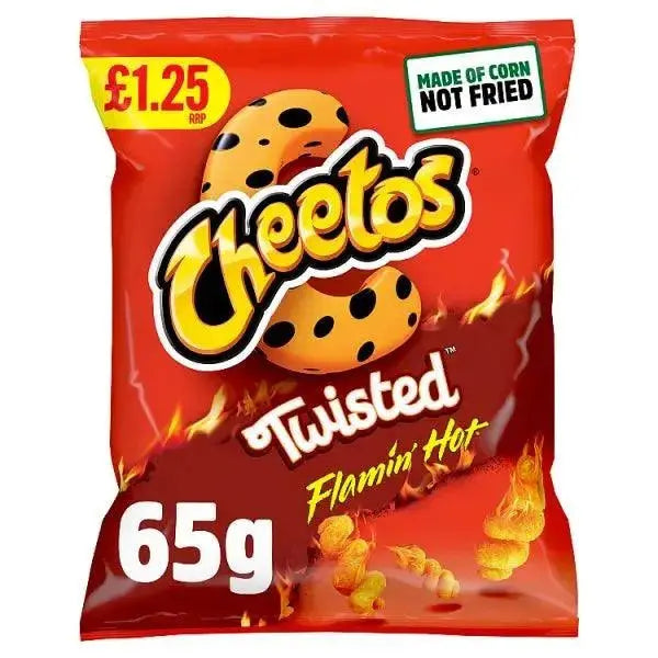 Cheetos Twisted Flamin' Hot Snacks Crisps £1.25 RRP PMP 65g (Case of 15)  Adomoo