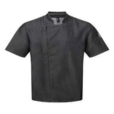 Chef Jacket Short Sleeve Denim Black and Indigo Adomoo