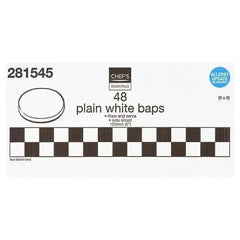 Chef's Essentials 48 Plain White Baps  Adomoo