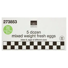 Chef's Essentials 5 Dozen Mixed Weight Fresh Eggs 2880g  Adomoo