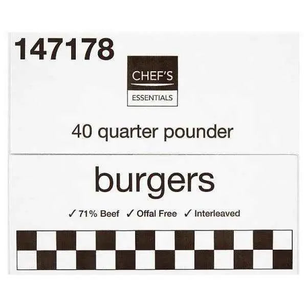 Chefs Essentials Quarter Pounder Burgers 4.52kg  Adomoo