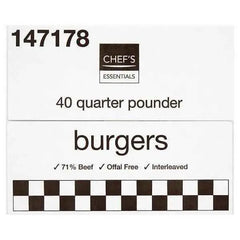 Chefs Essentials Quarter Pounder Burgers 4.52kg  Adomoo