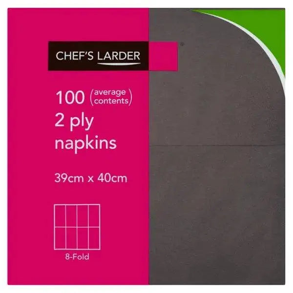 Chefs Larder 100 Napkins Black 2 Ply - 100pk  Adomoo
