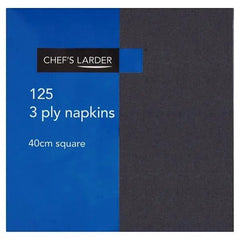 Chefs Larder 125 3 Ply Napkins Black 40cm Square - Sets of 125  Adomoo