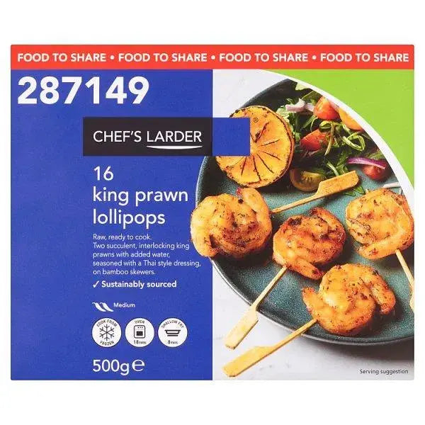 Chefs Larder 16 King Prawn Lollipops 500g  Adomoo