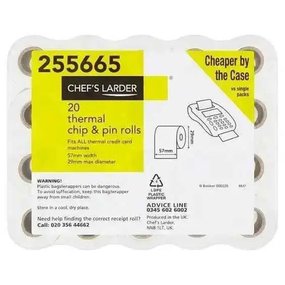 Chef's Larder 20 Thermal Chip & Pin Rolls  Adomoo