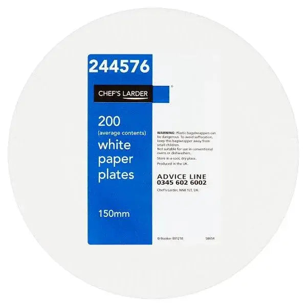 Chefs Larder 200 White Paper Plates  Adomoo
