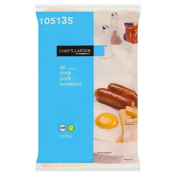 Chefs Larder 40 Thick Pork Sausages 2.27kg  Adomoo