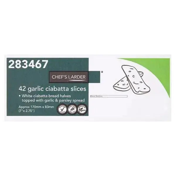 Chef's Larder 42 Garlic Ciabatta Slices  Adomoo