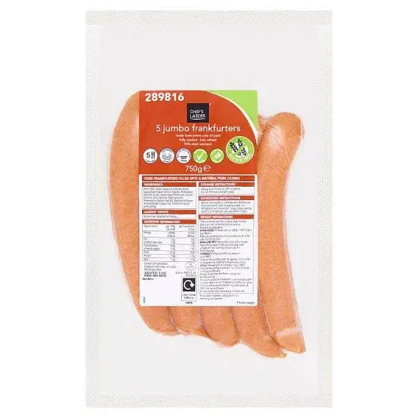 Chefs Larder 5 Jumbo Frankfurters 750g  Adomoo