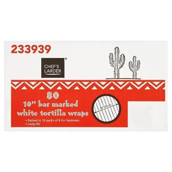 Chef's Larder 80 10'' Bar Marked White Tortilla Wraps  Adomoo