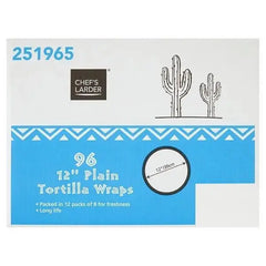 Chef's Larder 96 12" Plain Tortilla Wraps  Adomoo