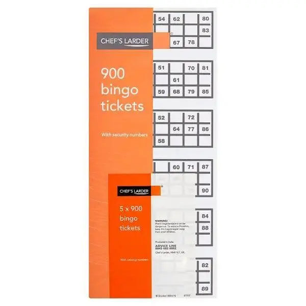 Chef's Larder Bingo Tickets 5 x 900  Adomoo