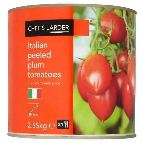 Chef's Larder Italian Peeled Plum Tomatoes in a Rich Tomato Juice 2.55kg (Drained Weight 1.53kg)  Adomoo