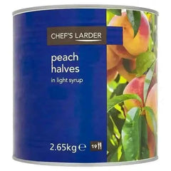 Chef's Larder Peach Halves in Light Syrup 2.65kg (Drained Weight 1.5kg)  Adomoo