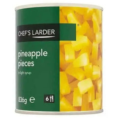 Chef's Larder Pineapple Pieces in Light Syrup 836g (Drained Weight 493g)  Adomoo