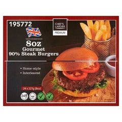 Chefs Larder Premium 8oz Gourmet 90% Steak Burgers 5.45kg  Adomoo