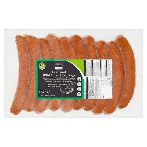 Chef's Larder Premium Gourmet Wild Boar Hot Dogs 1.5kg  Adomoo