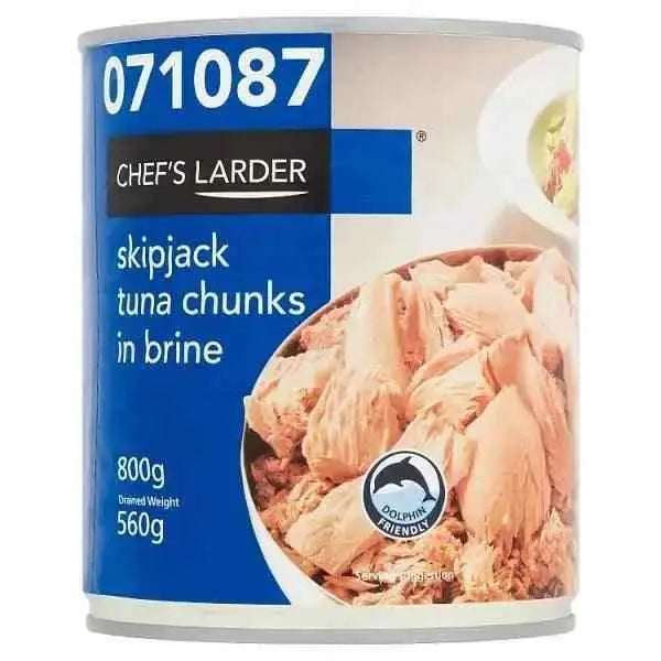 Chef's Larder Skipjack Tuna Chunks in Brine 800g (Drained Weight 560g)  Adomoo