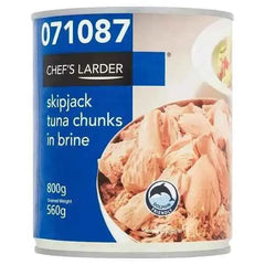 Chef's Larder Skipjack Tuna Chunks in Brine 800g (Drained Weight 560g)  Adomoo