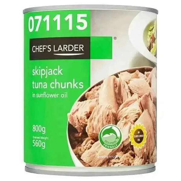 Chef's Larder Skipjack Tuna Chunks in Sunflower Oil 800g (Drained Weight 560g)  Adomoo