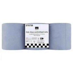 Chefs Essentials 2Ply Blue Centrefeed 6 Pack Rolls  Adomoo