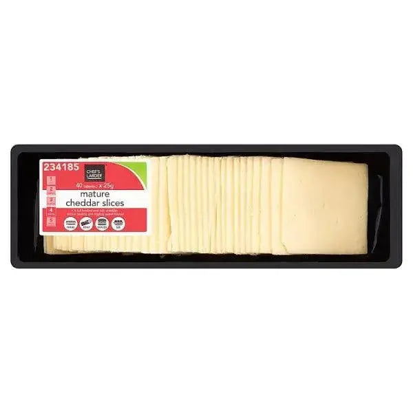 Chefs Larder Mature Cheddar Slices 1kg  Adomoo