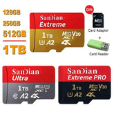 Class 10 mini sd memory card 128GB 512GB micro TF sd card 256GB 256GB 1TB Smart SD/TF cards for Phone/camera Give card reader Adomoo