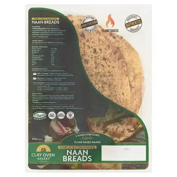 Clay Oven Bakery Garlic & Coriander Naan Breads 360g  Adomoo