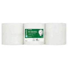 Clean Pro Mini Jumbo White 2 Ply 12 Toilet Rolls Adomoo