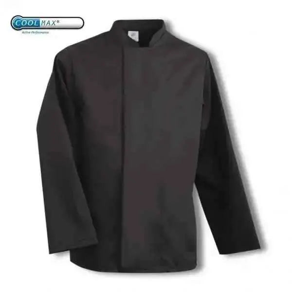 Coolmax Chefs Jacket Long Sleeve Black - White  Adomoo