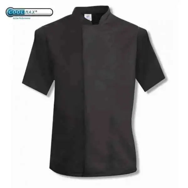 Coolmax Chefs Jacket Short Sleeve Black - White  Adomoo