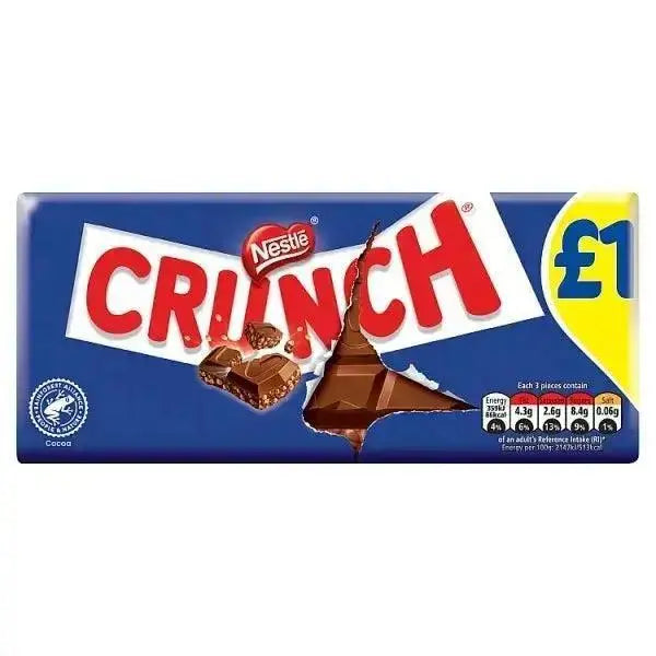 Crunch Milk Chocolate Sharing Bar 100g PMP (Case of 16) Adomoo