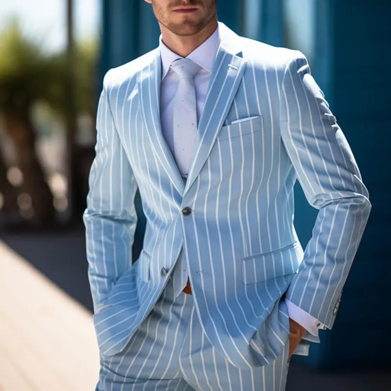 Spring Top Commute Leisure Printed Double Button Suit Jacket Men  Adomoo