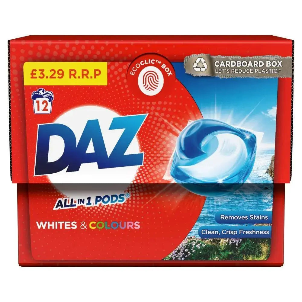 Daz ALL in 1 PODs Washing Capsules Whites & Colours 12 Washes (Case of 6)  Adomoo