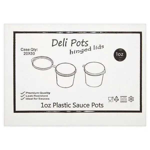 Deli Pots Hinged Lids 1oz Plastic Sauce Pots  Adomoo