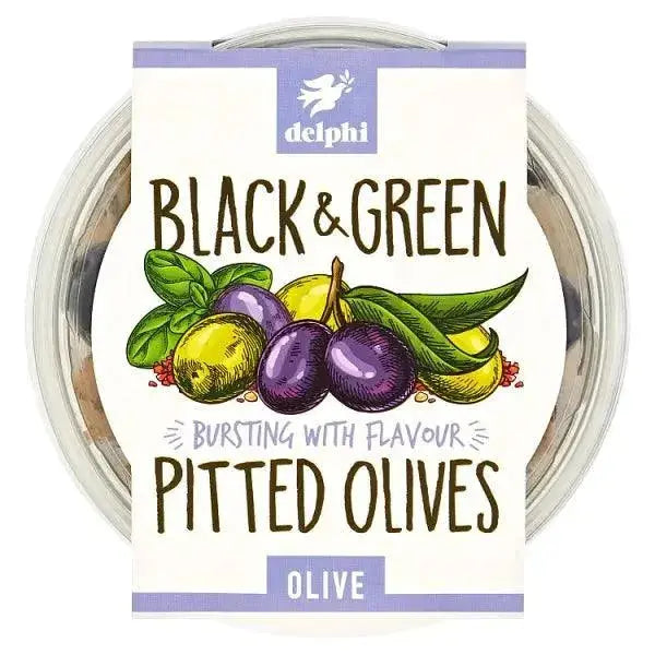 Delphi Black & Green Pitted Olives Olive 160g  Adomoo