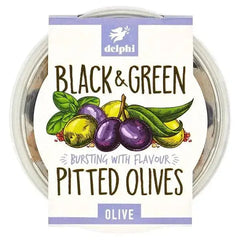 Delphi Black & Green Pitted Olives Olive 160g  Adomoo