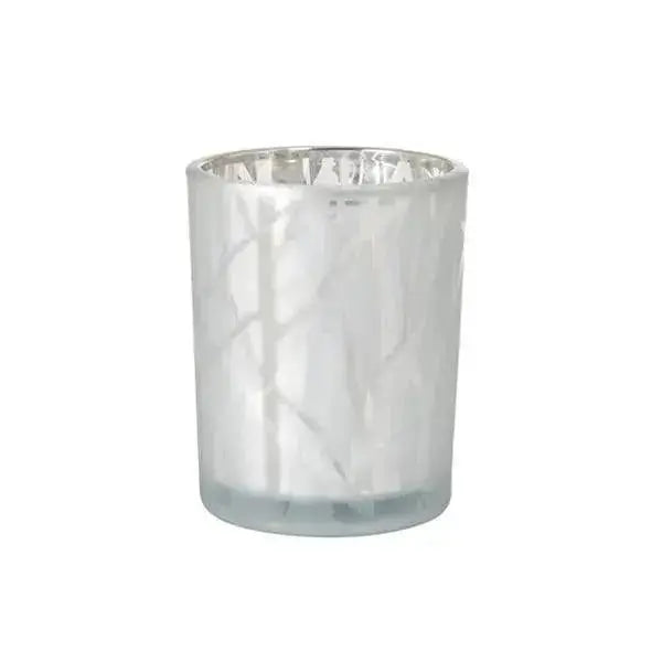 Duni Shimmer White Candleholder Glass 100 x 80mm  Adomoo