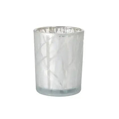 Duni Shimmer White Candleholder Glass 100 x 80mm  Adomoo