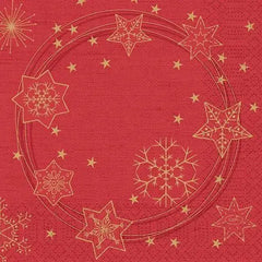 Duni Star Shine Red Napkin 3ply 33cm  Adomoo