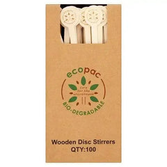 Ecopac 100 Wooden Disc Stirrers  Adomoo