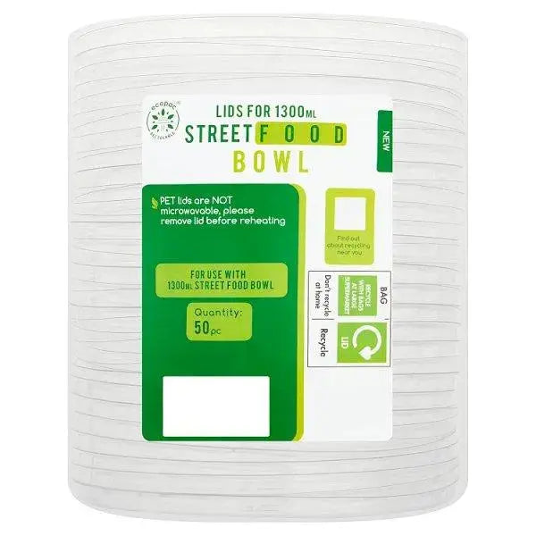 Ecopac 50 Lids for 1300ml Street Food Bowl  Adomoo