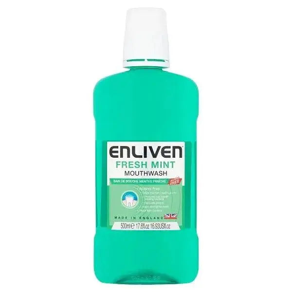 Enliven Fresh Mint Mouthwash Alcohol Free 500ml (Case of 8)  Adomoo
