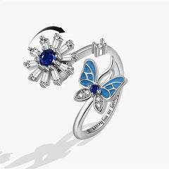 Exquisite Spinning Sunflower Bee Anxiety Ring For Women Adjustable Fidget Spinner Rings Wedding Jewelry Summer Design Anillos Adomoo