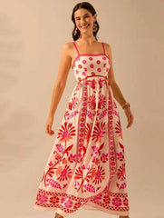 Printing Slip Dress Vacation Style Women's Clothing  Adomoo