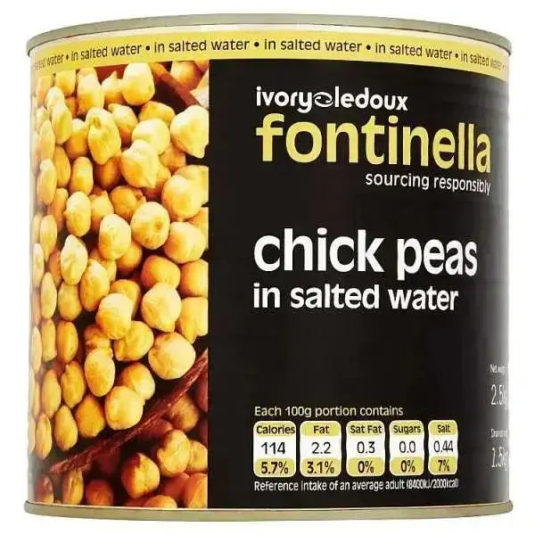 Fontinella Chick Peas in Salted Water 2.5kg (Drained Weight 1.5kg)  Adomoo