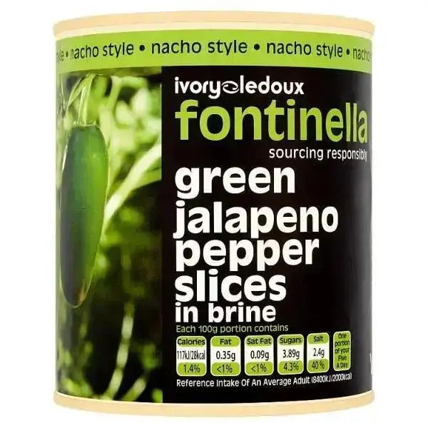 Fontinella Green Jalapeno Pepper Slices in Brine 800g (Drained Weight 450g)  Adomoo